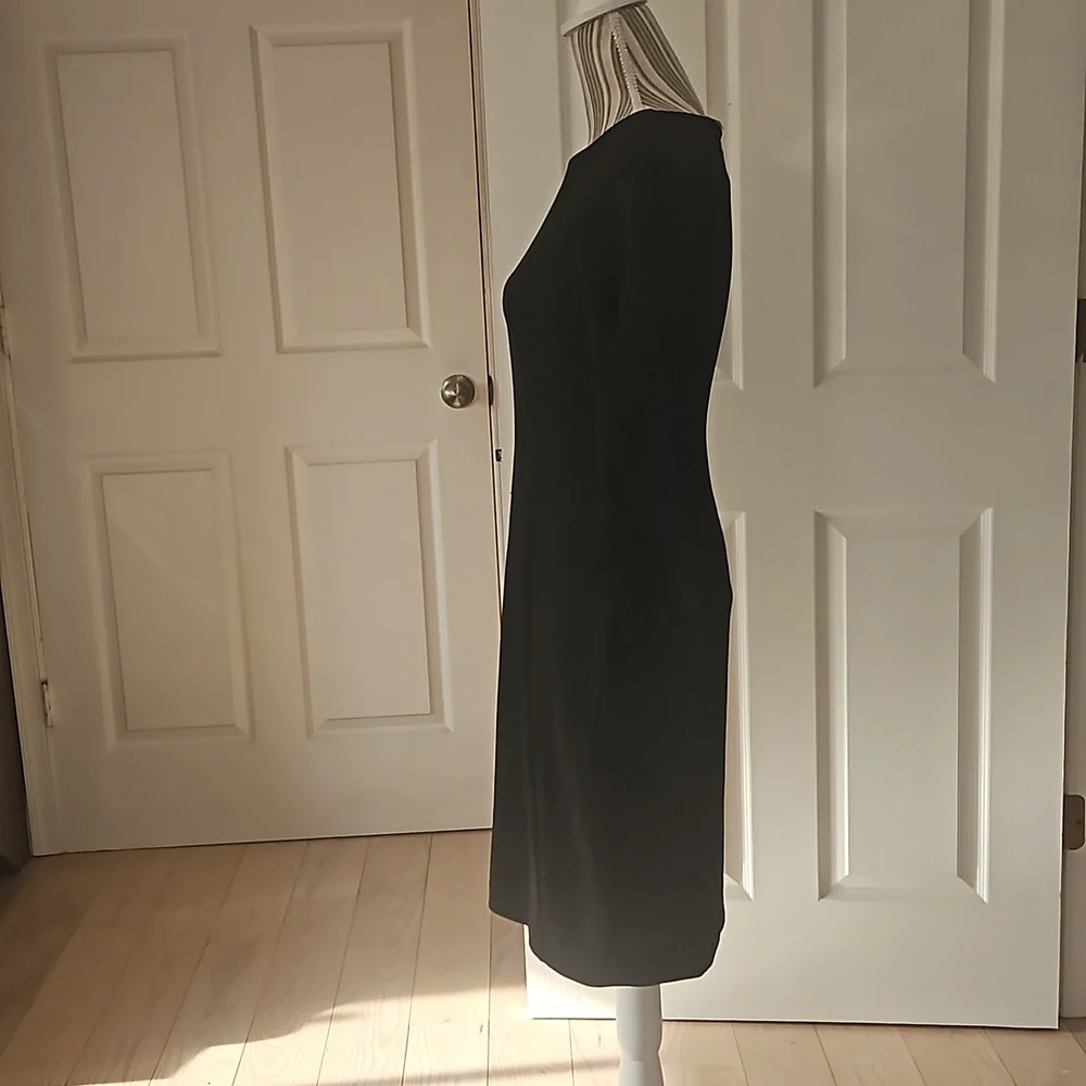 DKNY Women Chiffon Sheath Black Dress Size 2 - Picture 8 of 14